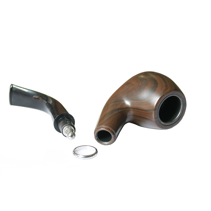 Smoking Pipes Smoking 5533 entry-level gum wood resin pipe with a short curved wood-like stem metal pot