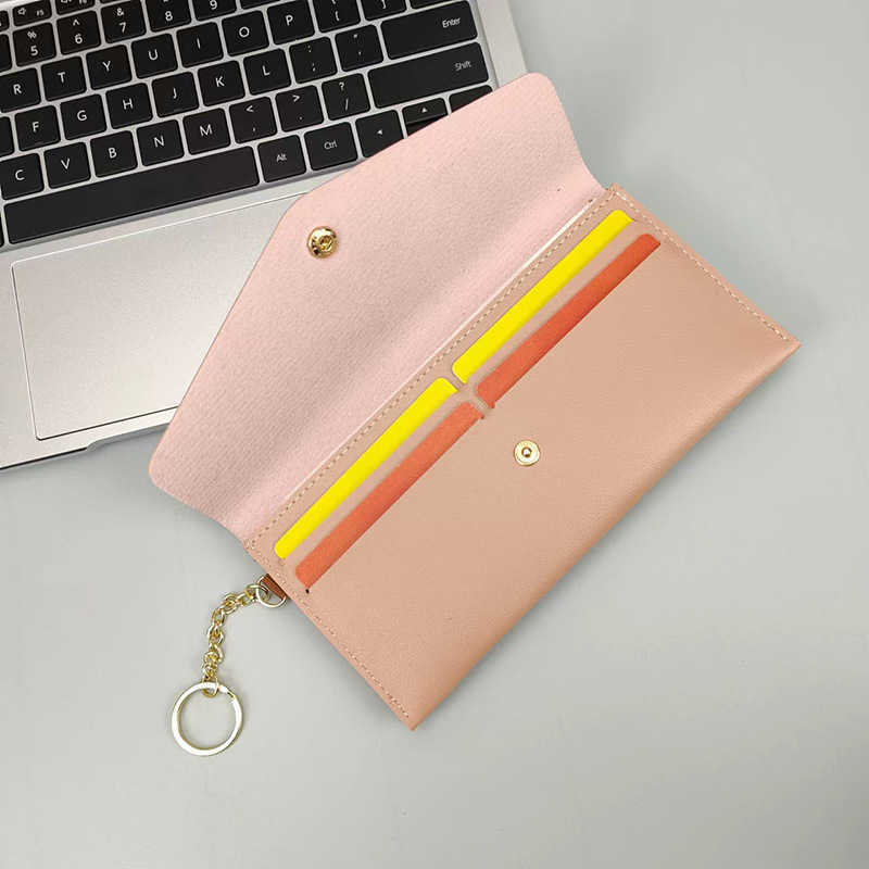 Portefeuilles New Ladies ' Long Purse Women's Hand Purse Multi-card Button Fashion Mobile Phone Case Solid Color All-match Fashion Ring Chain G230327