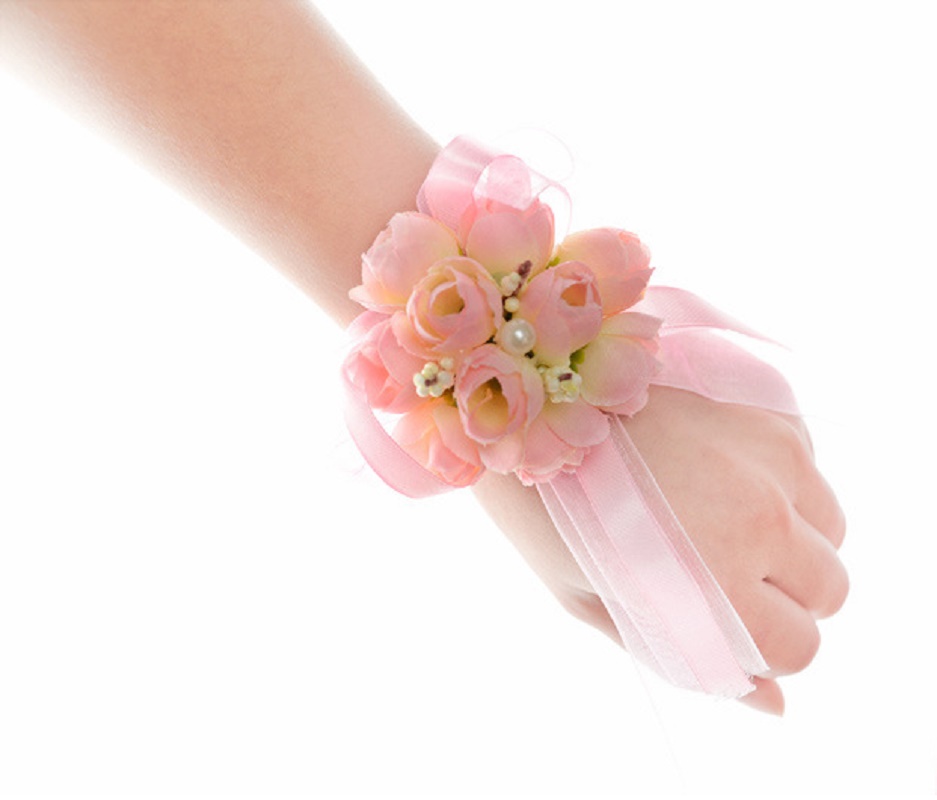 Bride Wrist Flower Corsage Bridesmaid Hand Flowers Wedding Ball Artificial Silk Wrist Flower