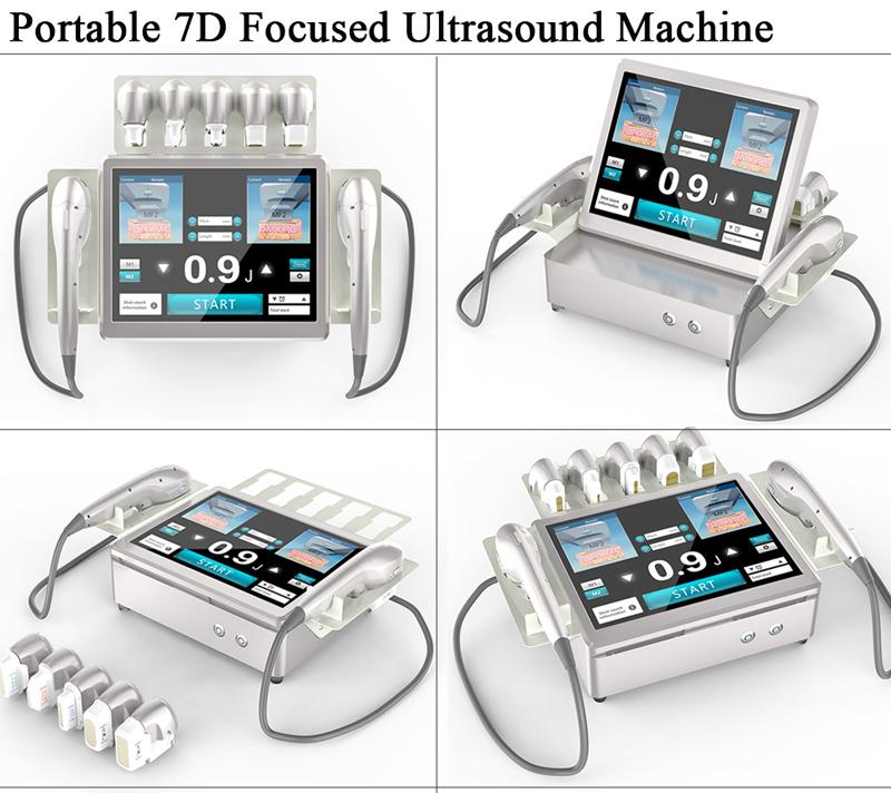 プロフェッショナルポータブル7 in 1 7d Hifuアンチエイジングマシンフェイシャルリフティング皮を取り除くしわボディスリミングマシン