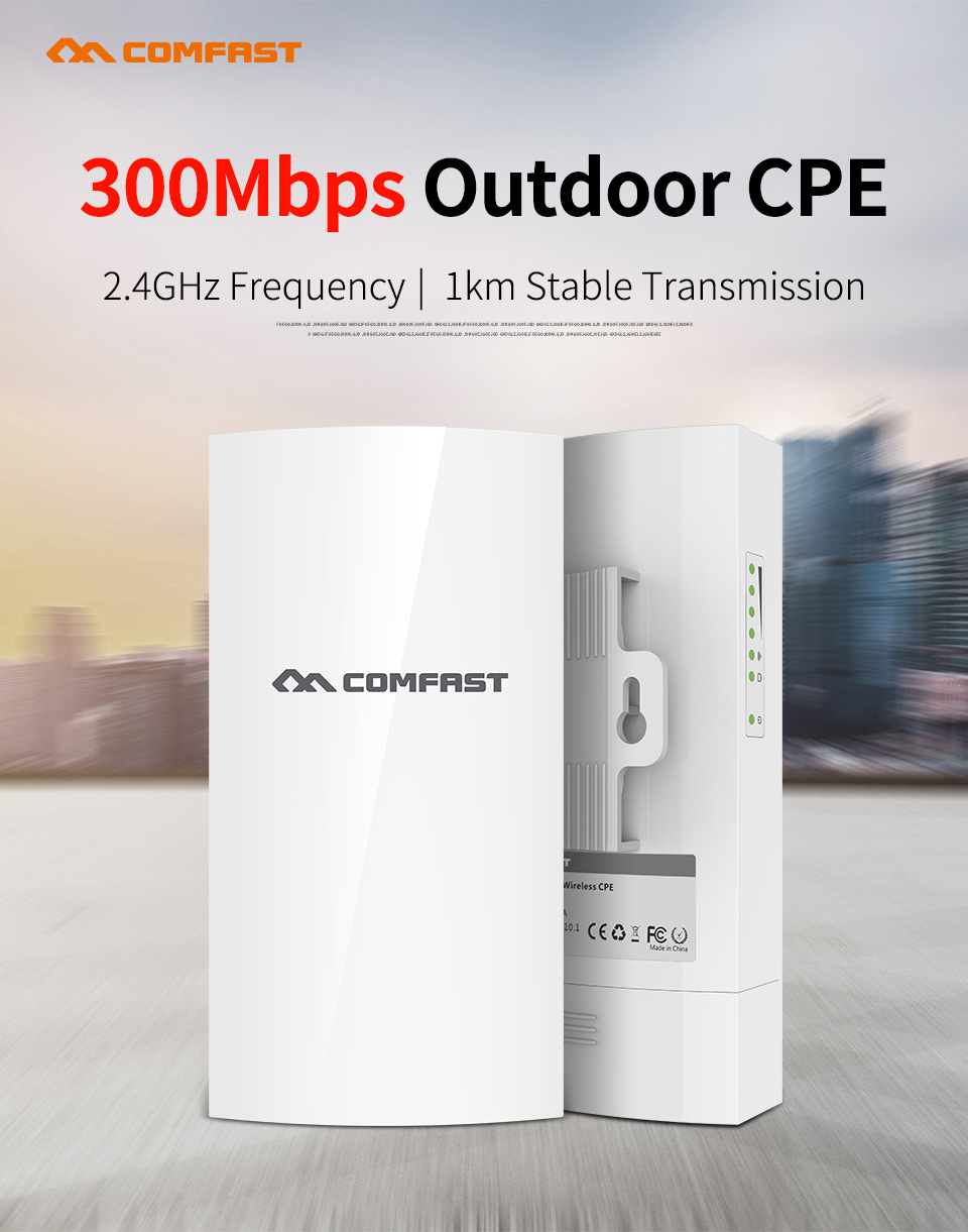 Enrutador CPE para exteriores de 300Mbps y 2,4 GHz, punto de acceso Wi-Fi, extensor de rango de puente inalámbrico WDS, repetidor Wifi para cámara IP CF-E130NV2