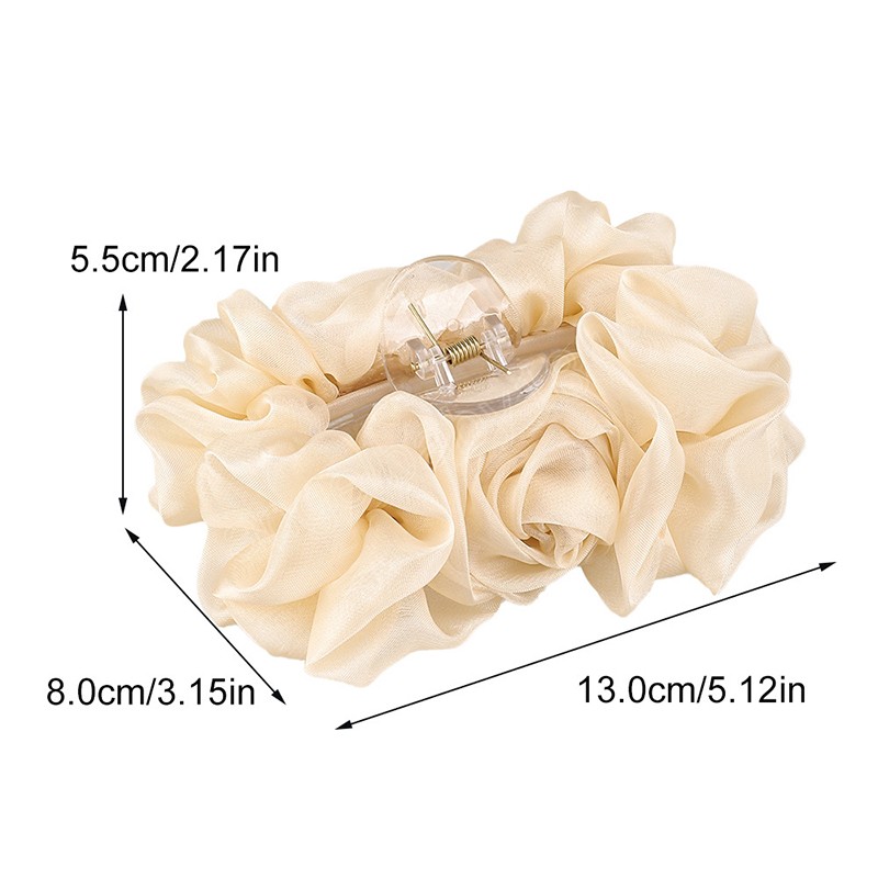 Large Chiffon Claw Clip Elegant Hair Bow Large Size Fabric Ribbon Flower Rose Claw Jaw Clamps Clips Accessories For Women