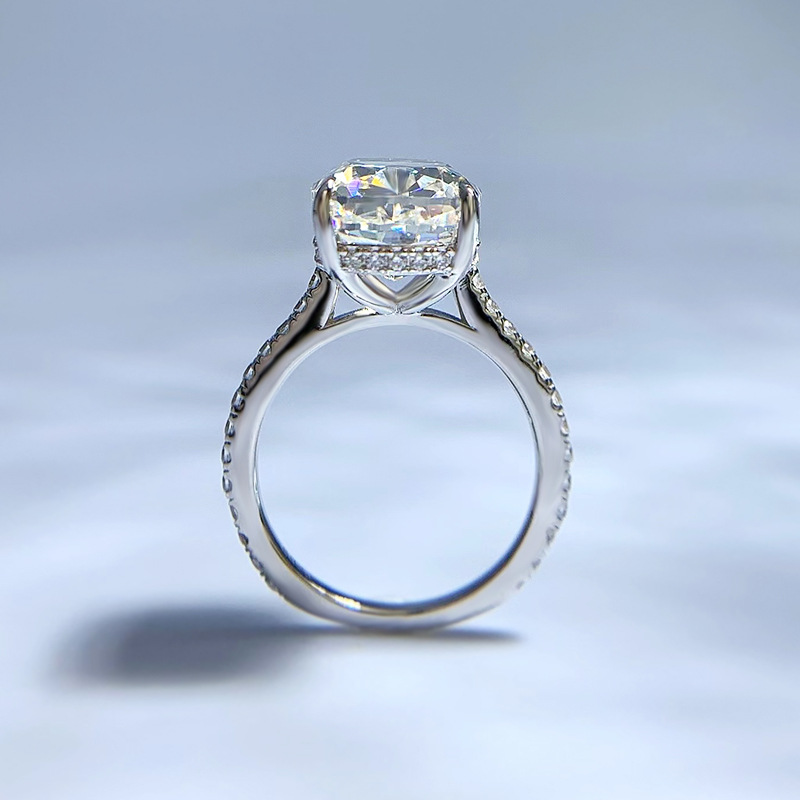 Anello con diamante Moissanite da 6 ct taglio radiante 100% vero argento sterling 925 Anelli fedi nuziali donna Gioielli da fidanzamento uomo