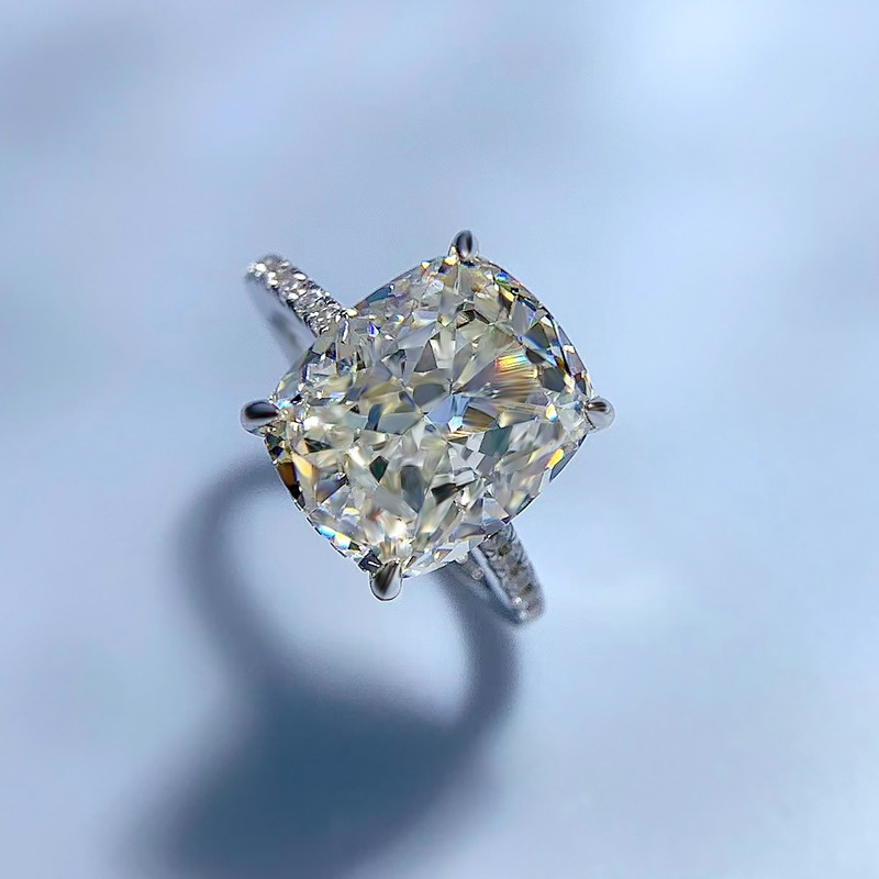 Anello con diamante Moissanite da 6 ct taglio radiante 100% vero argento sterling 925 Anelli fedi nuziali donna Gioielli da fidanzamento uomo