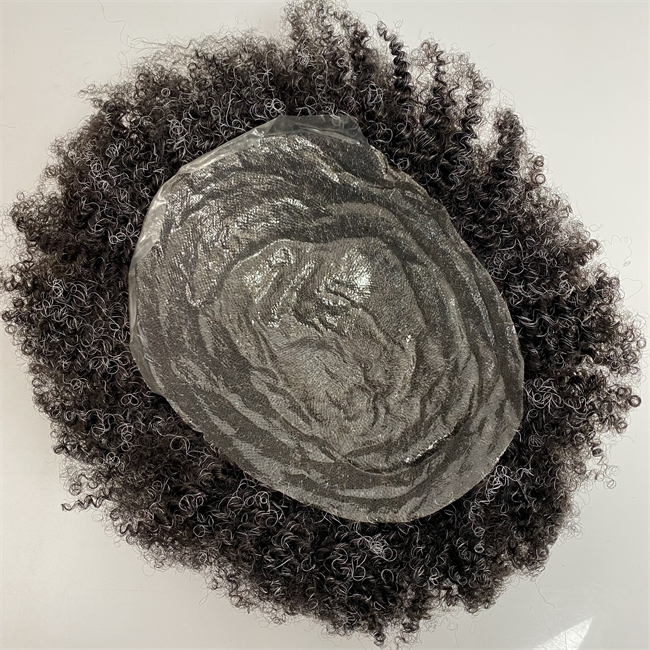 Indian Virgin Human Hair Piece #1B20 Gray 6mm Wave 8x10 Toupee Knots PU Enhet för män