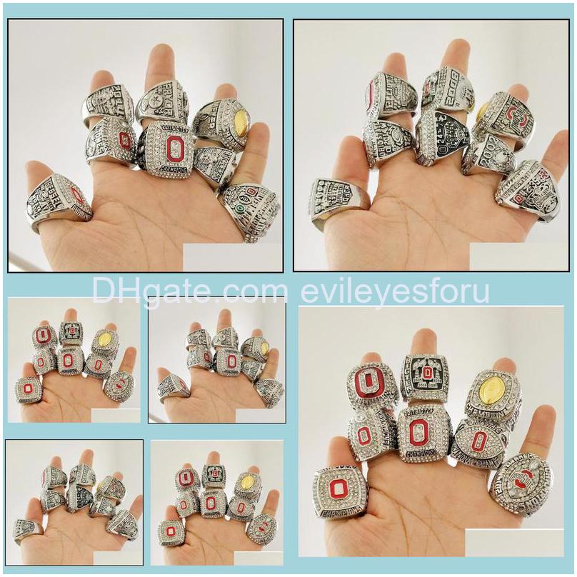 Cluster Rings 8st Ohio State Buckeyes National Championship Ring Set Solid Men Fan Brithday Gift Wholesale Drop Delivery Je Dhjwb