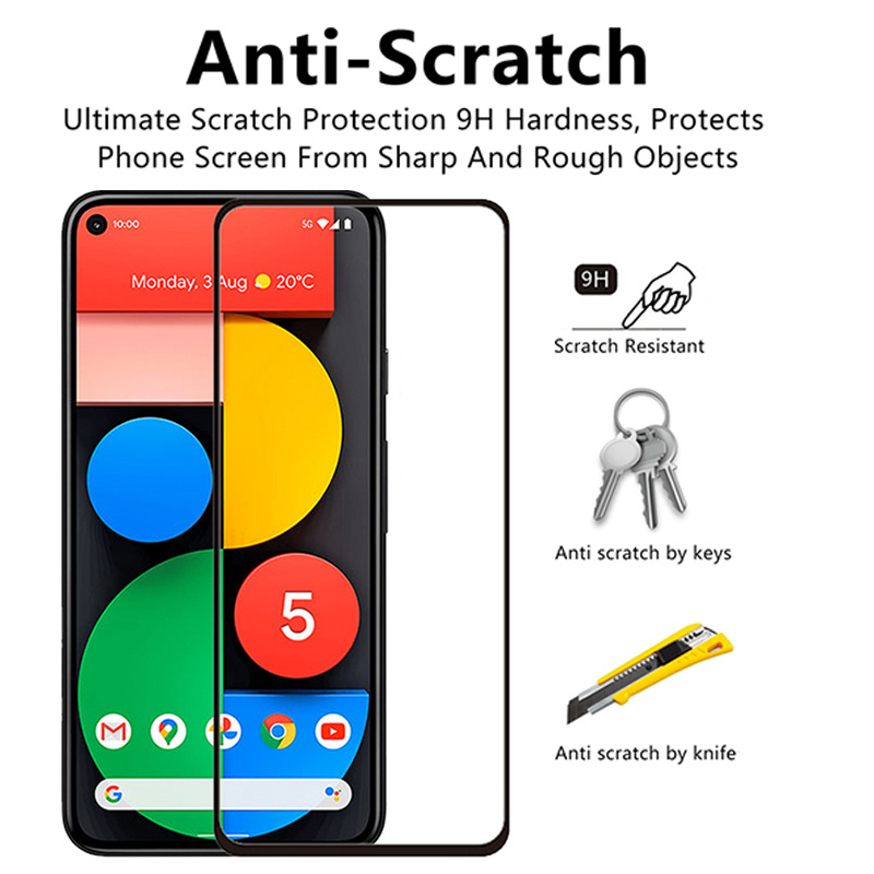 Полное покрытие с закаленным стеклом для Google Pixel 7 6 5 4 3 2 1 1 Pixel 4A 3A Протектора экрана для Google Pixel 4 XL 3A XL 2 XL Стеклянная пленка с коробкой