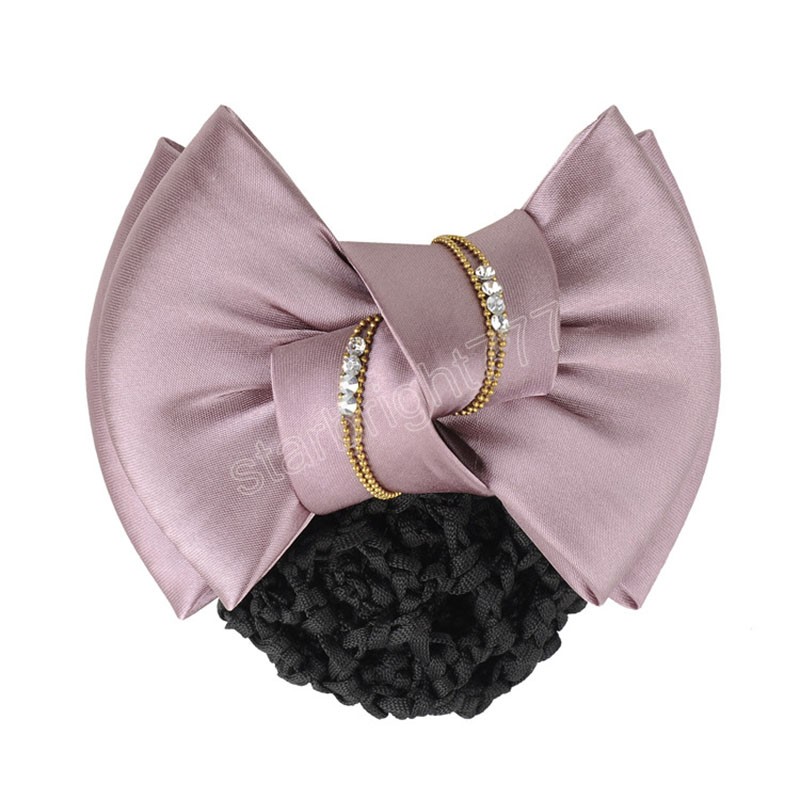 Bowknot Hair Ribbon Bun Cover Satin Net Bank Hotel Stewardess Fashion Hair Pins Polyester Headbands for Women Solid Barrettes