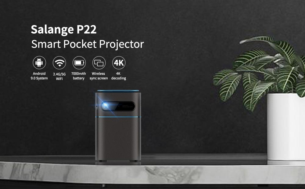 Salange P22 Mini DLP Projector 4K Android WiFi Bluetooth Screenless TV Projector för Mobile Smartphone Home Cinema Mini Beamer