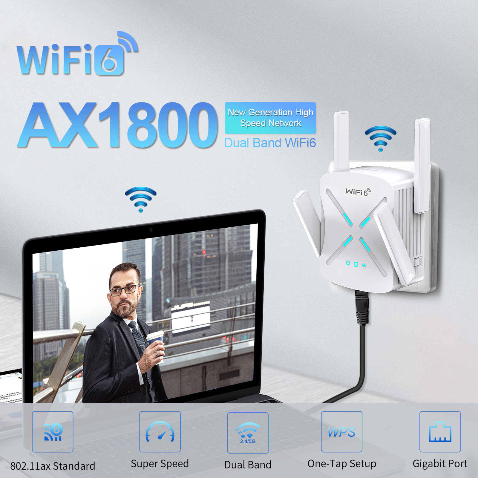 WIFI 6 Repeater 802.11ax Wireless Extender 1800 MBP 2.4G 5 GHz WI-FI Wzmacniacz sygnałowy dom wi Fi ap/ router JW-xr183