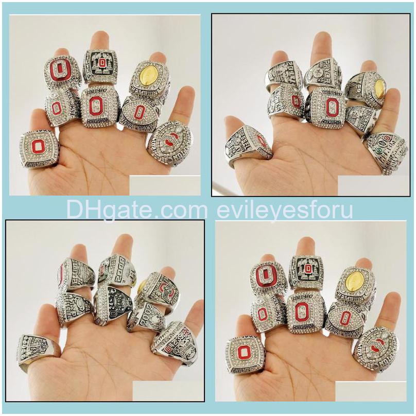 Cluster Rings 8st Ohio State Buckeyes National Championship Ring Set Solid Men Fan Brithday Gift Wholesale Drop Delivery Je Dhjwb