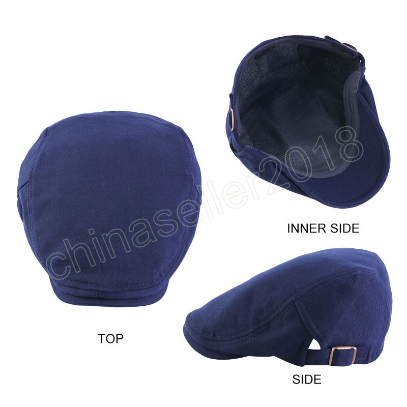 Spring Summer Fashion Mens Beret Hat Cotton Solid Color Adjustable Casual Retro Berets Cap