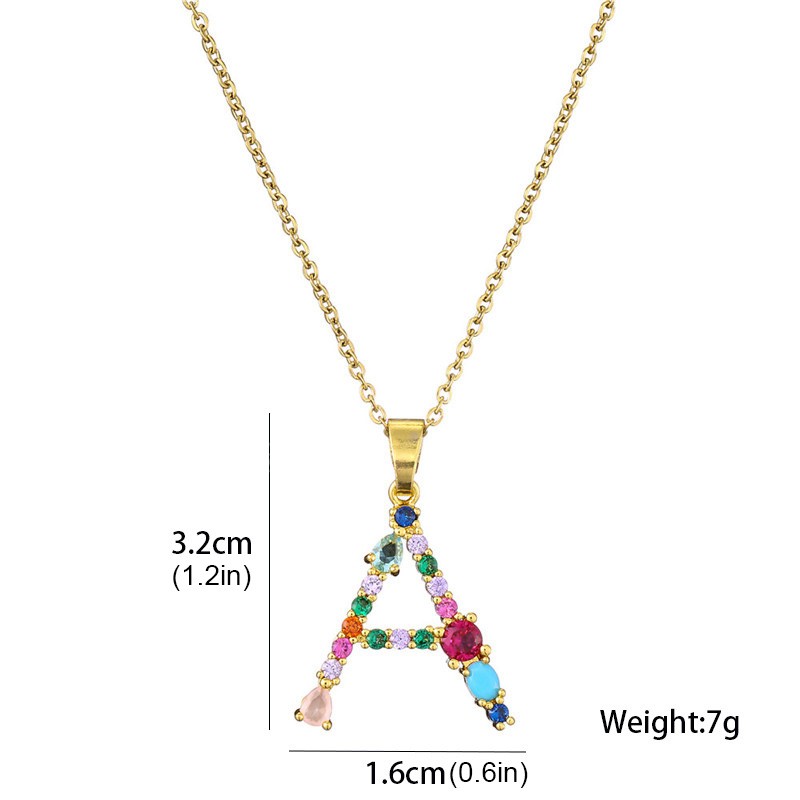 A-Z Letter Necklaces Colorful Zircon Alphabet Pendant Necklace Crystal Rhinestone Initials Name Necklaces Fashion Jewelry Gifts