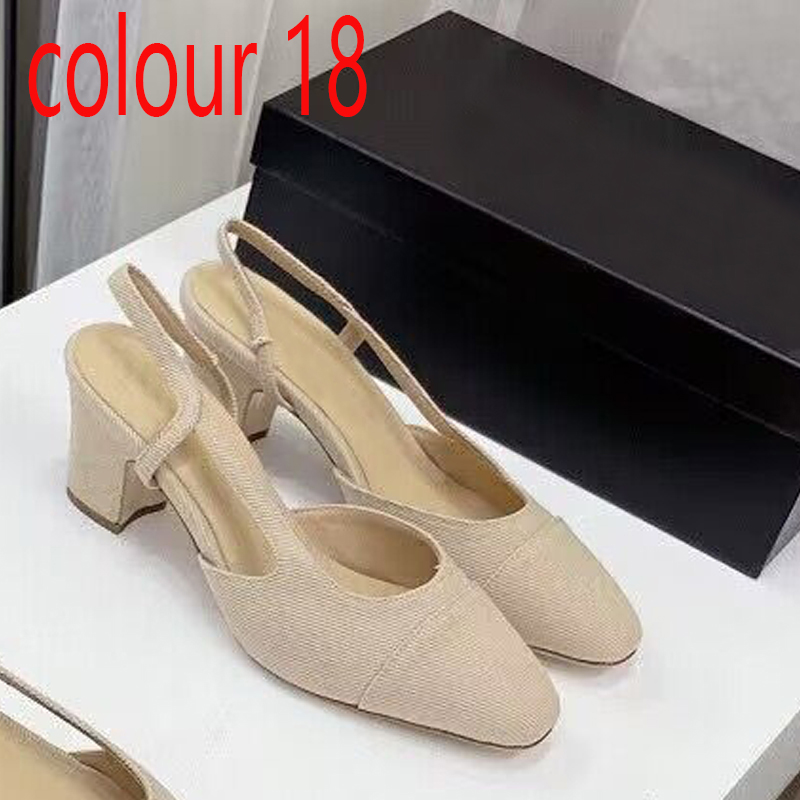 Summer Beach Sandals Designer Shoes Casual Sandal Fashion 100% läderskor Bältesspänne tjocka klackar Baotou Lady Work Women Dress Shoes Stor storlek 34-42 med låda