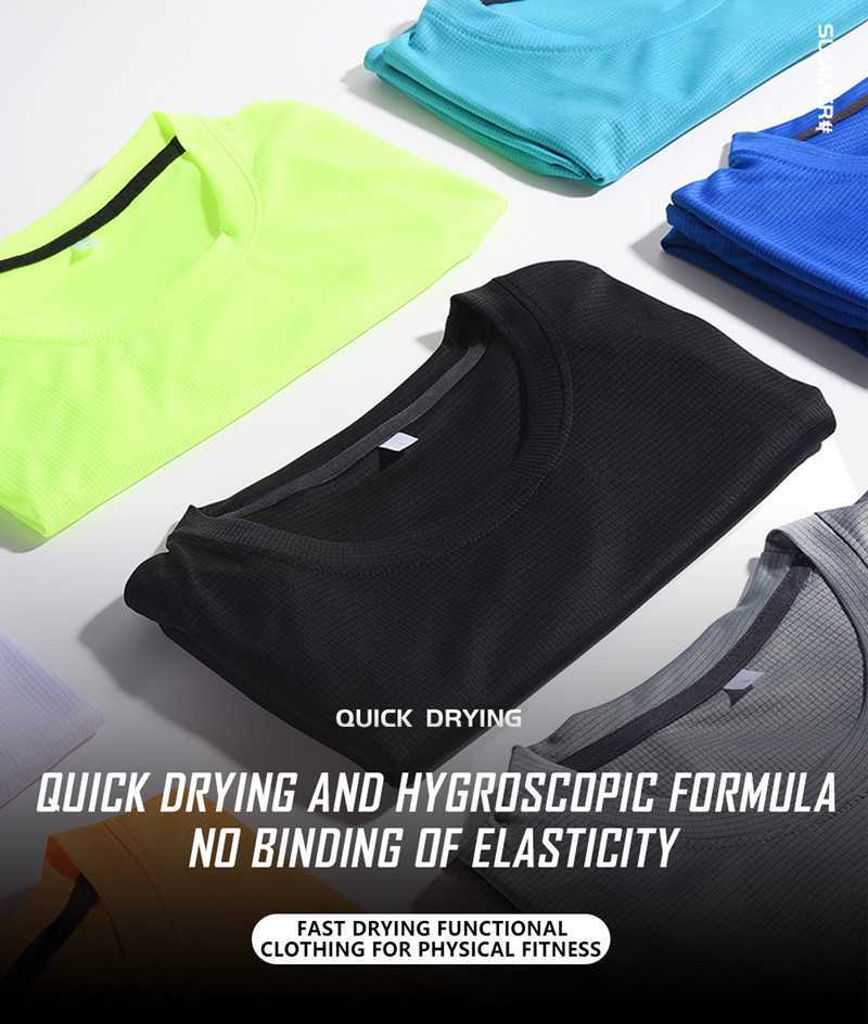 DIY T-shirt Multicolor Dry Quick Short Sleeve Slim Sport T Gymtröjor Fitness Trainer Running T-shirt Handla sportkläder Män Y2303