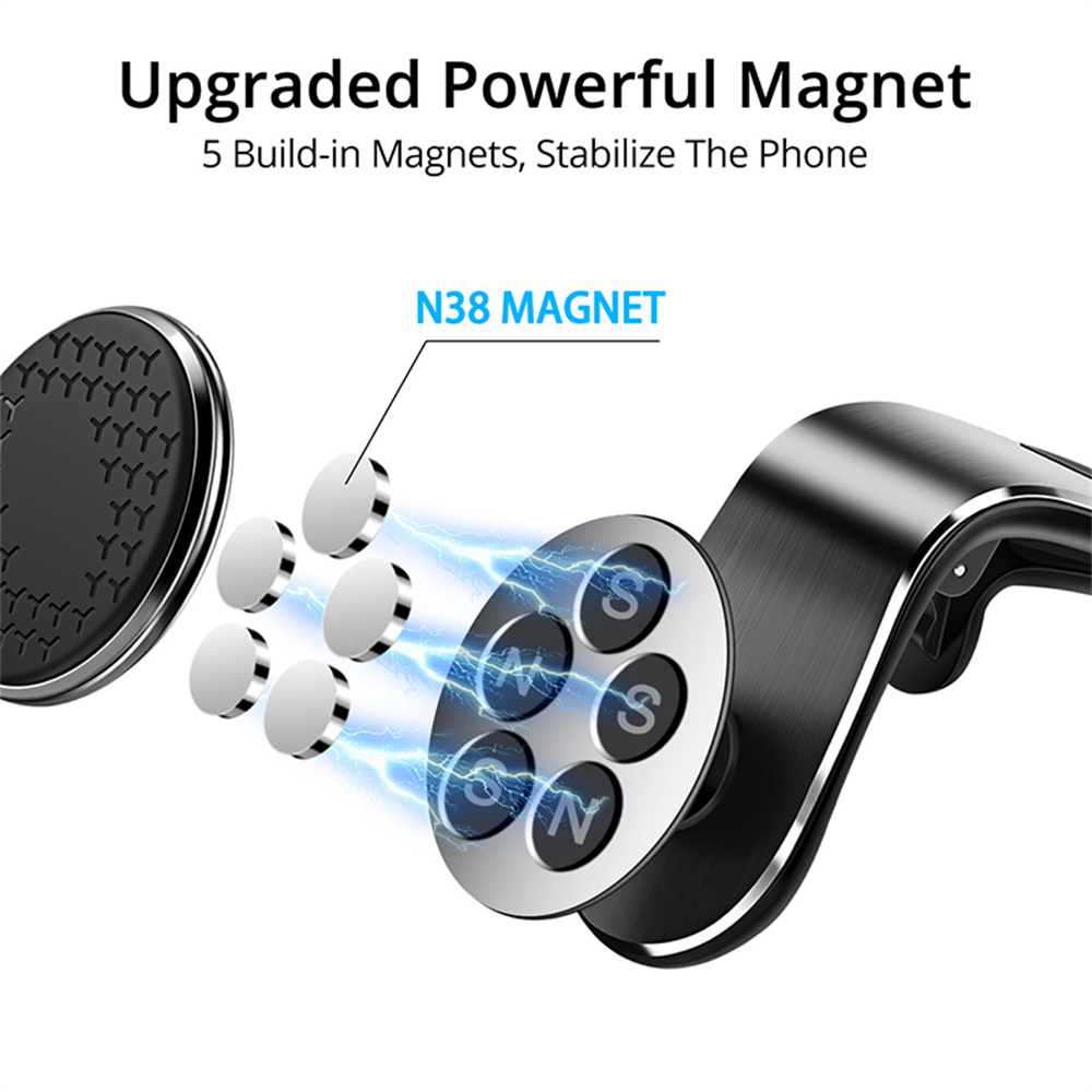 Universal Magnetic Auto Cell Phone Holder Car Phone Holder Air Vent Clip Mount Rotation Satnav GPS Support för justerbar mobiltelefonstativ i bilen