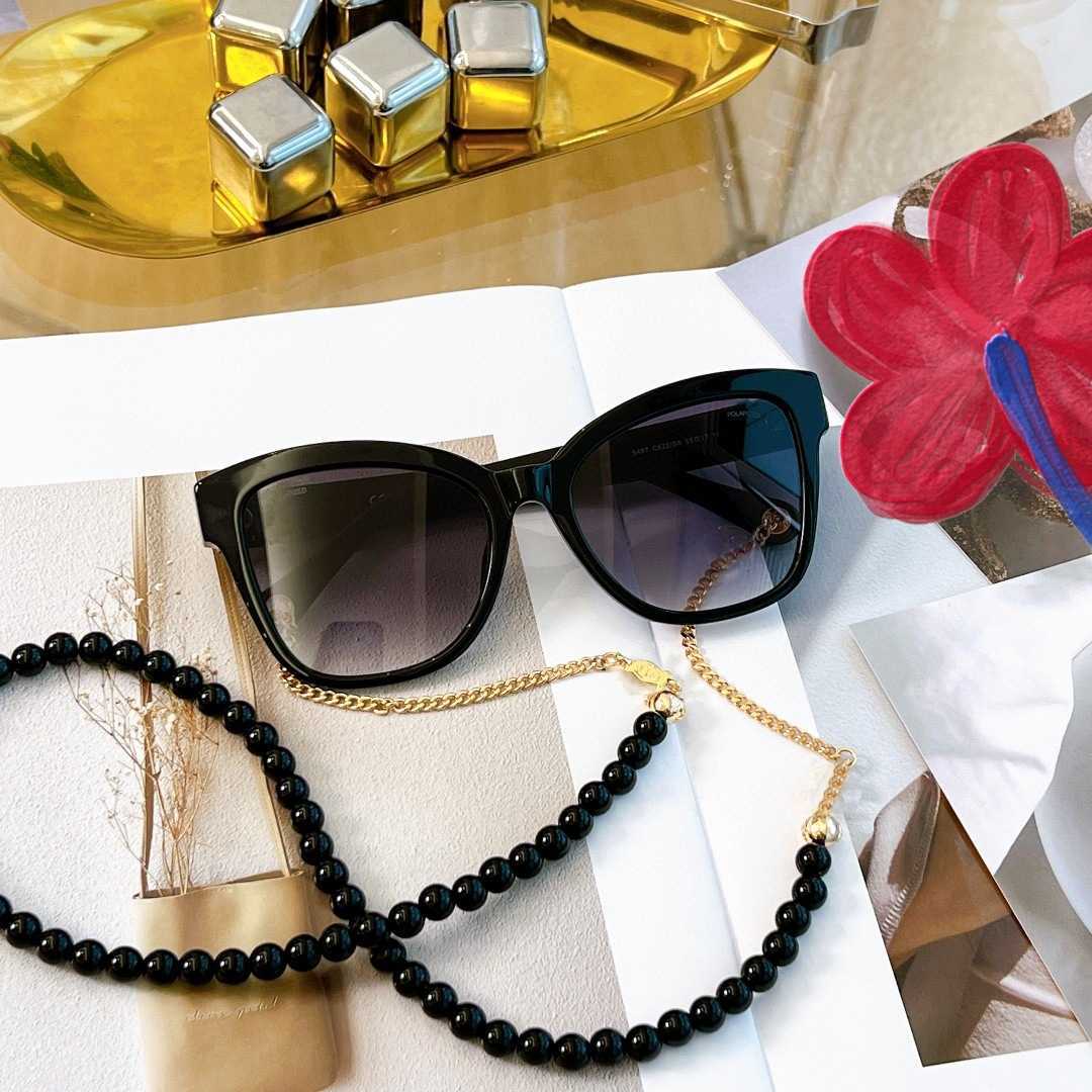 2024 Nouvelles lunettes de soleil de créateur de luxe de haute qualité Nouvelle xiangjia Chaîne de perles Femmes 5487 Populaire sur Internet des lunettes de soleil de même style pour le défilé de mode