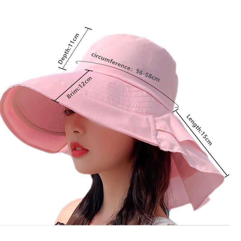 Wide Brim Hats Sparsil Women`s Summer Hat for The Sun Wide Brim UV Neck Protection Solar Beh Hats Foldable Ponytail Travel Sun Panama Caps P230327