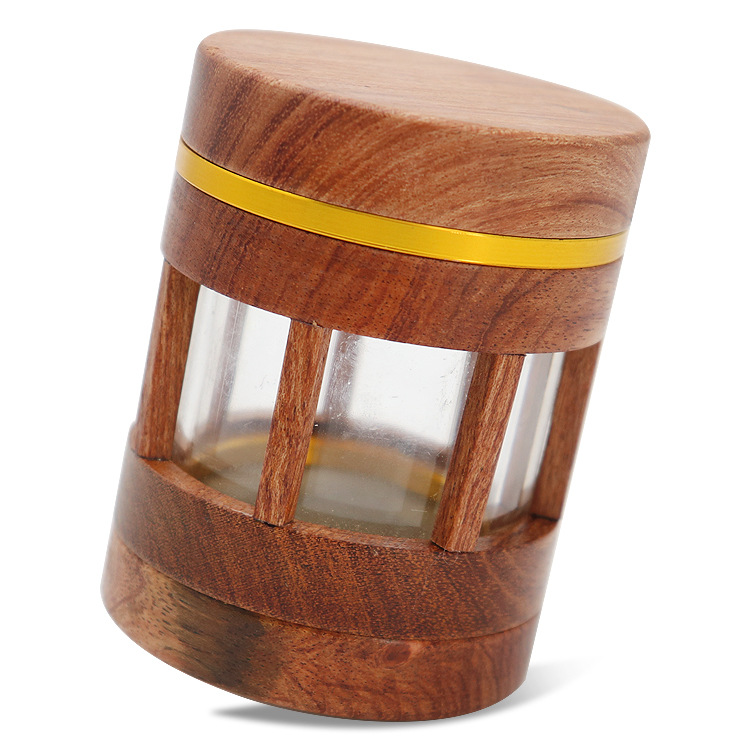 Smoking Pipes Wood splicing aluminum alloy 60-4mm through the window grinderHand herb grinder wood smoker