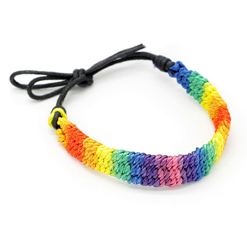 Bracelet arc-en-ciel tissé à la main, Bracelet d'amitié pour Couple, accessoires de mode