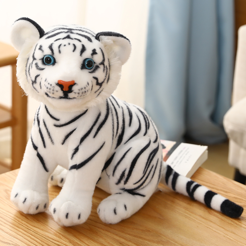 23 cm biała pluszowa zabawka wypchana miękka dzikie leśne laski tygrysowe dla dzieci dla dzieci Prezent urodzinowy La583
