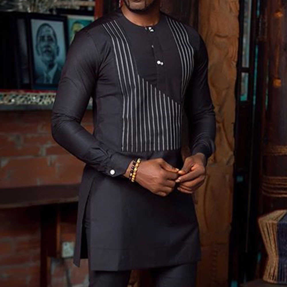 Survêtements masculins Dashiki Vêtements africains pour hommes avec pantalon masculin et chemise masculine rayée 2 pièces Sweat-shirt pour hommes set nouveau 2022m-4xl W0328