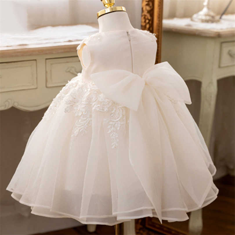 Girl's Dresses Princess Girls Ball Gown White Children Bridemaid Wedding Kids Dresses For Girls Lace Tulle Elegant 1st Birthday Dress 1-10Y