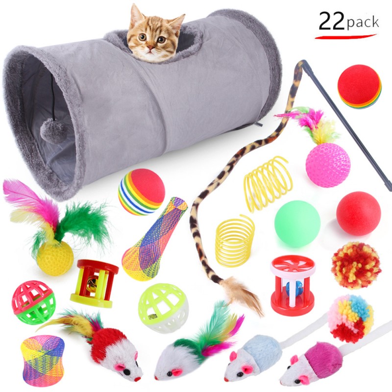 Pet Cat Toy Set Plush Washway Cat Stick Interactive Bell Ball Toy Toy Cat Supplies