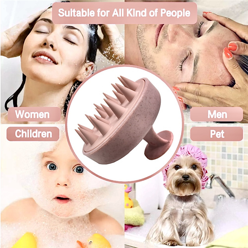 Pszenica słoma silikonowe mycie głowy pielęgnacja czysta korzeń włosów swędzenie grzebień masujący skórę głowy szczotka pod prysznic kąpiel Spa szampon przeciwłupieżowy