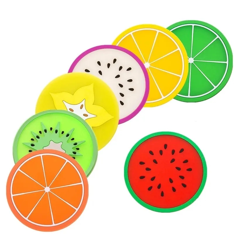 Fruit Shape Cup Coaster Silicone Cups Pads Slip Insulation Pad Cup Mat Hot Drink Holder Mug Stand Home Kitchen Accessories