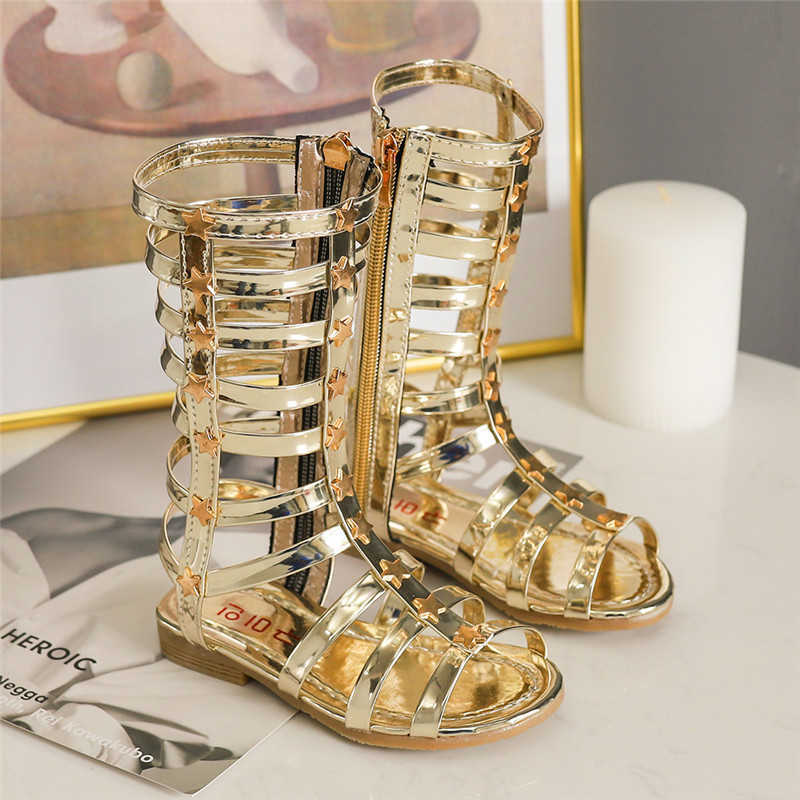 Sandals Summer Kids Sandals Fashion Girls Star Cut-outs Cool Boots Children Girls Sandals W0327