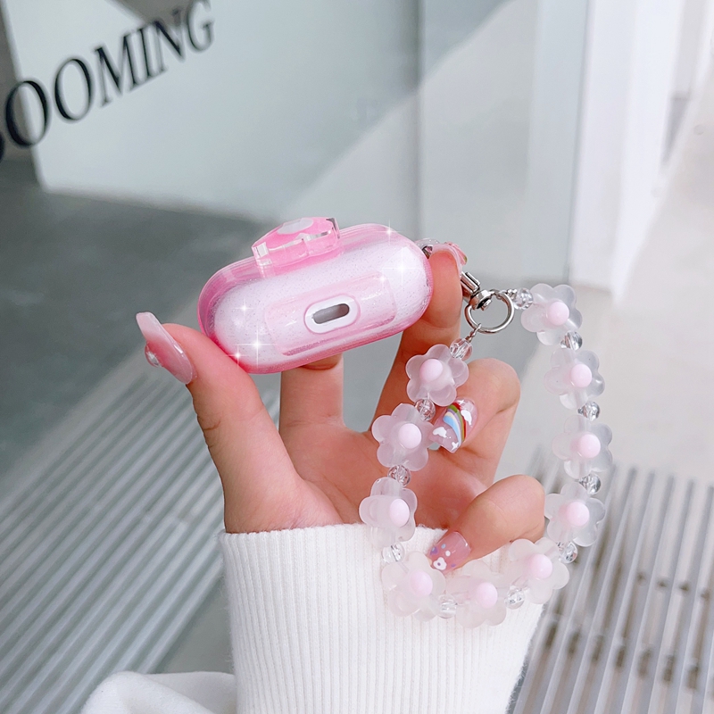 Flower Pink Soft TPU Case for Airpods Pro 2 Air Subs 3 1 2 Mashing Air POD AIRPOD Pro2 3gen Clear Cell Telefon Uszy Akcesoria Procesorki Okładka Protektora z smykiem