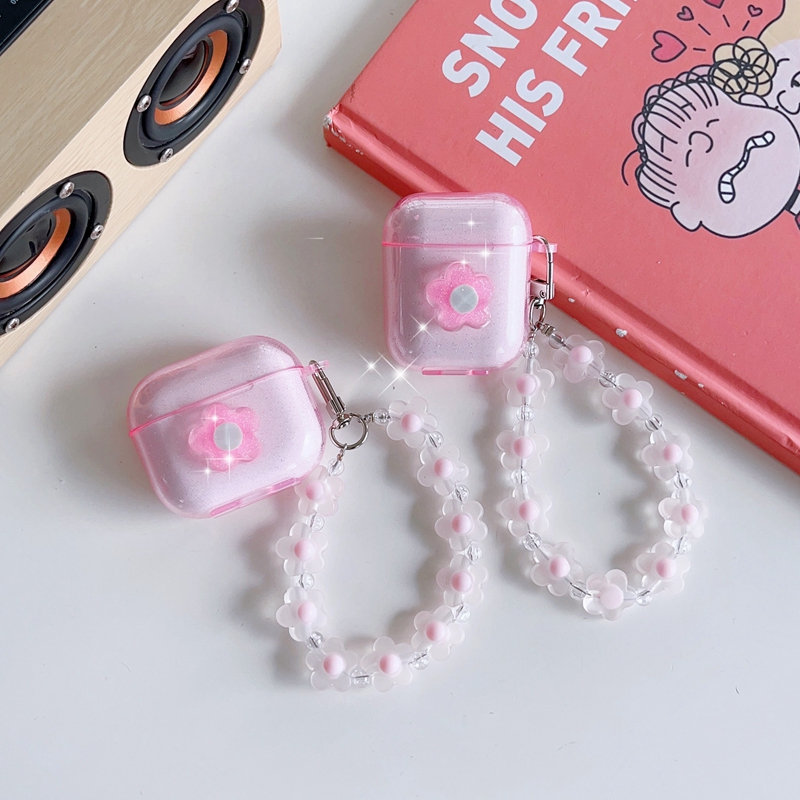 Flower Pink Soft TPU Case for Airpods Pro 2 Air Subs 3 1 2 Mashing Air POD AIRPOD Pro2 3gen Clear Cell Telefon Uszy Akcesoria Procesorki Okładka Protektora z smykiem