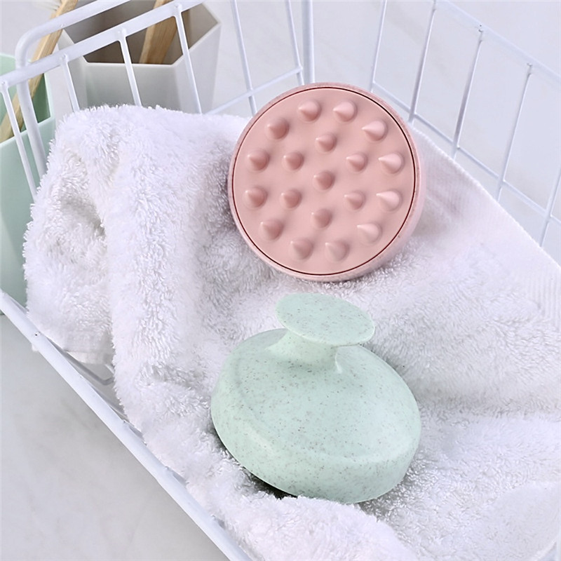 Round Soft Massage Wheat Straw comb Portable Head Brush Shampoo Scalp Washing Clean Shower Bath SPA Wet dry Health Beauty Brush