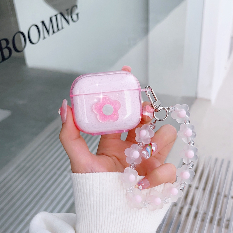 Flower Pink Soft TPU Case for Airpods Pro 2 Air Subs 3 1 2 Mashing Air POD AIRPOD Pro2 3gen Clear Cell Telefon Uszy Akcesoria Procesorki Okładka Protektora z smykiem