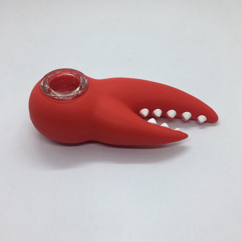 Latest Colorful Crab Clamp Style Pipes Silicone Herb Tobacco Oil Rigs Glass Multihole Filter Bowl Portable Handpipes Smoking Cigarette Hand Holder Tube