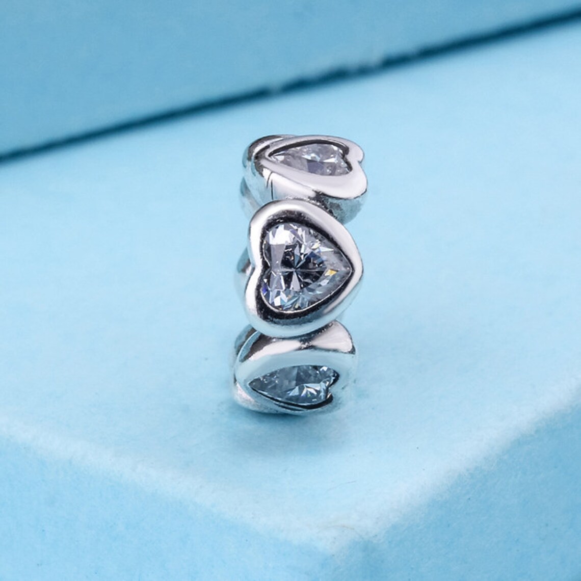 925 Sterling Silber „In My Heart“ mit klarem CZ-Abstandhalter, passend für europäische Schmuck-Charm-Armbänder im Pandora-Stil