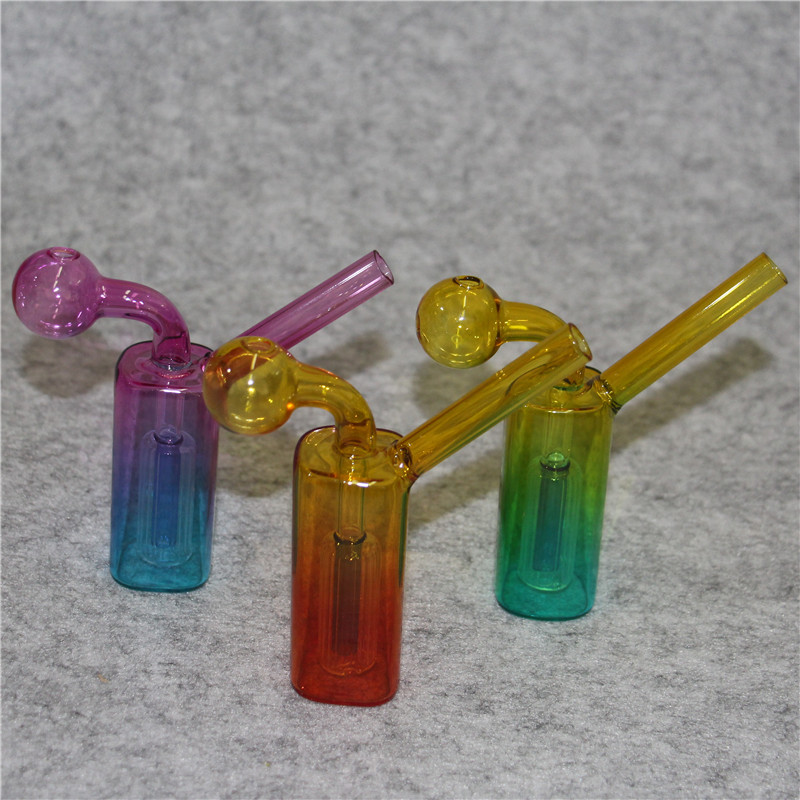 4,72-Zoll-Mini-Glas-Ölbrenner-Bong-Wasserpfeifen mit dicker Shisha-Pyrex-Recycler-Hand-Dab-Bongs zum Rauchen, kleine Rig-Rohrblase