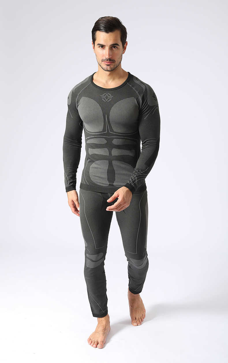 Survêtements pour hommes Ensemble de sous-vêtements thermiques d'hiver pour hommes Long Johns Homme Entraînement fonctionnel Camo Sports Sexy Fitness Long Johns Run Survêtement W0328