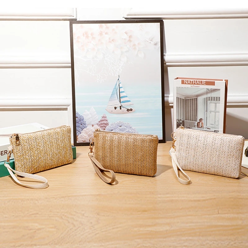 Bolsas de embreagem de palha para mulheres novas bolsas de praia de verão Carteira de envelope de casamento Bolsa de compras casual Simples Bolsa 2023 NOVO