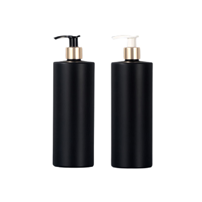 Plastic Empty Bottle Black White Lotion Press Pump Matte Black 300ml 500ml Flat Shoulder PET Gold Silver Collar Packaging Container Refillable Cosmetic