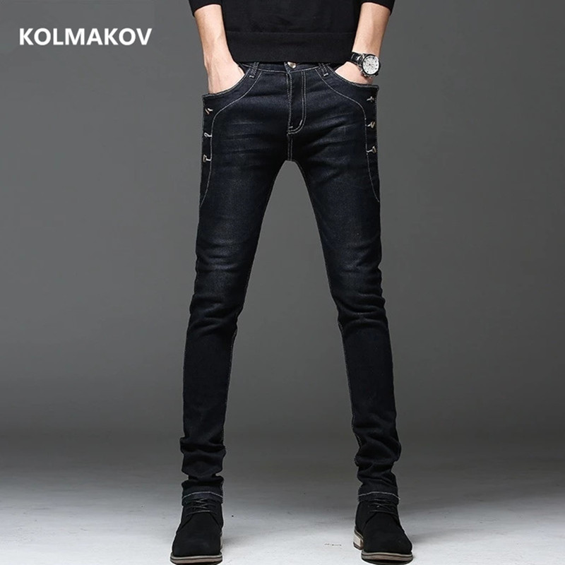 Moda clássica jeans skinny masculino masculino de alta qualidade de alta qualidade