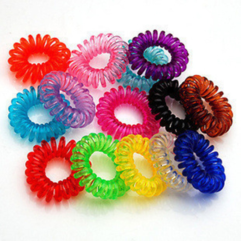 Spiral Hair Ties No Crease Phone Cord Elastic Candy Colors Spiral Hair Coils Hair ringsColorful Ponytail Holders Hair A6189945