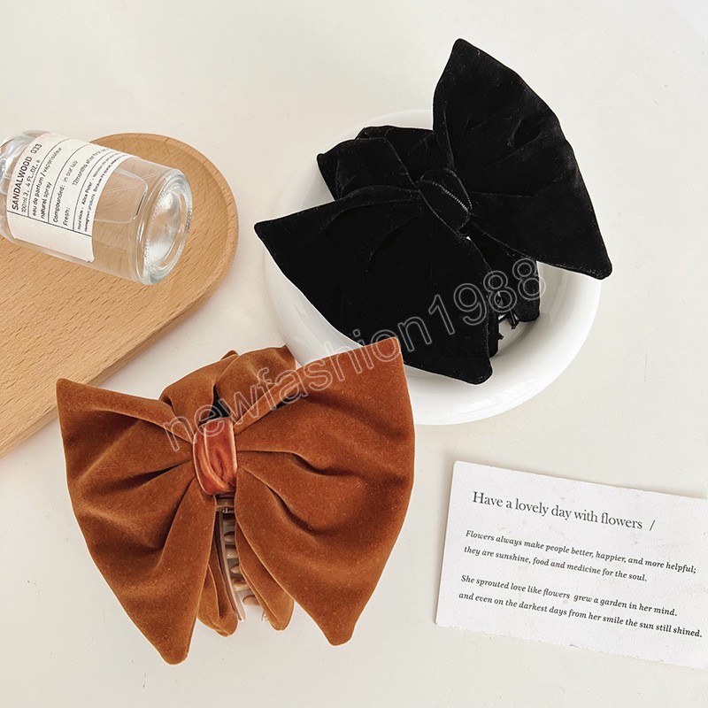 Moda aksamitna bownot fryzura dla kobiet dziewczyny naśladowanie Pearl Hair Clip Girl