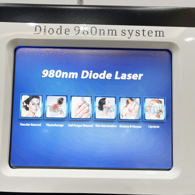 980NM Diodlaser för vaskulär borttagning Fett Lipolys Fysioterapi Märta Behandling Nagelsvamp Borttagning 6 I 1 med kall hammare