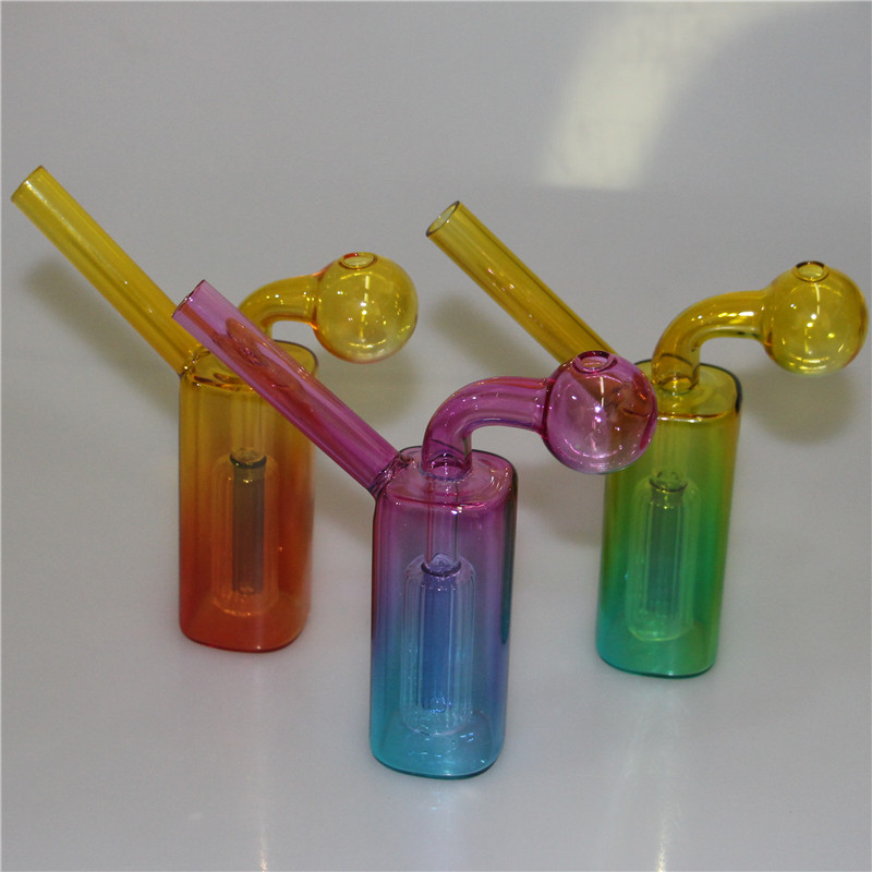 Mini Glass Oil Burner Bong Water Pipes with Recycler Dab Rig Hand Bongs Thick Pyrex Heady Glass Hookah Ash catcher quartz banger nail