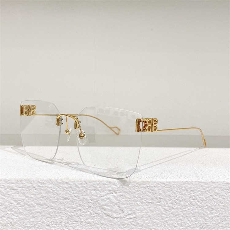 Högkvalitativ fashionabla nya lyxdesigner Parisiska mode solglasögon dubbel b rimless stora fyrkantiga lins solglasögon bb0112sa