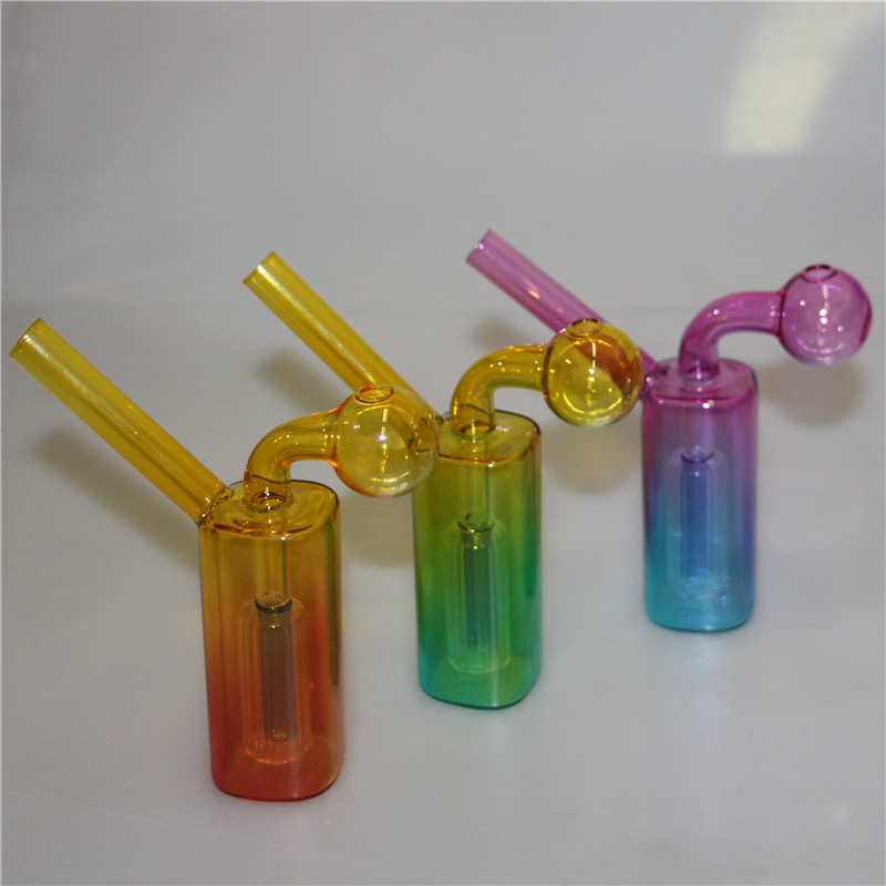 Nouveau mini brûleur à mazout en verre bong avec recycleur de tuyau d'eau en verre épais pyrex clair de 4,72 pouces Dab Rig bong Ash catcher