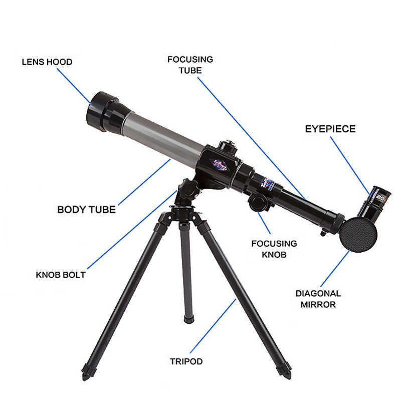 Science Discovery 20x 40x Children Telescope Monocular Monocular مع استخدام ترايبود للتخييم في التجربة الخارجية