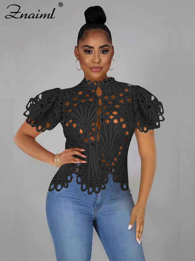 T-shirt Femme Znaiml Élégant T-shirts à manches courtes Mesh T-shirt en dentelle Sheer See Through Party Club Top Femmes Vêtements Summer Office Lady Blouses P230328